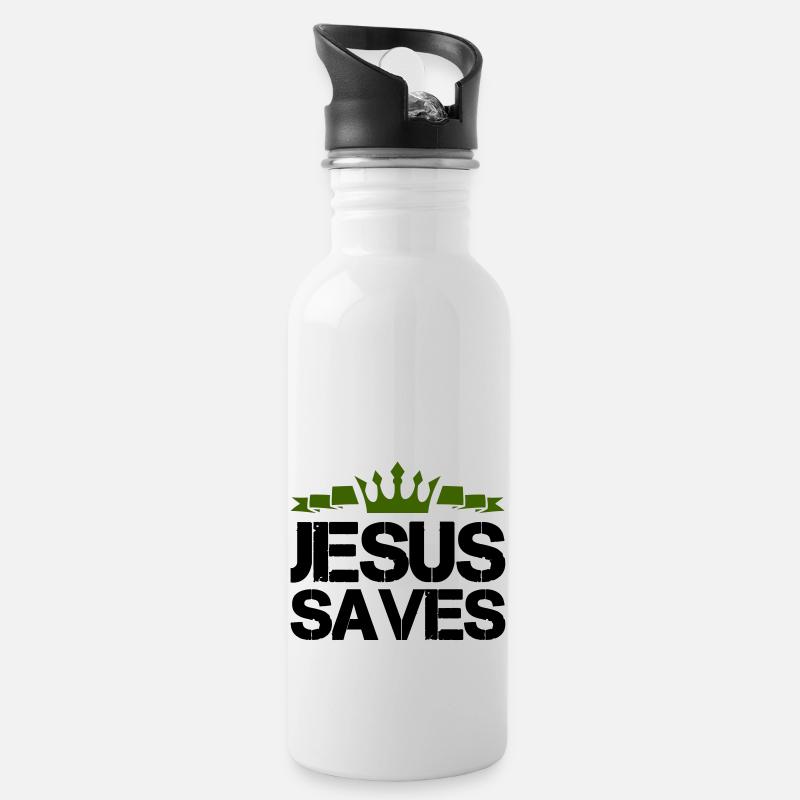 Jésus sauve - Gourde avec paille intégrée - blanc