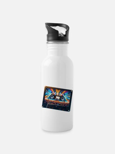 Vintage cassette with concert depiction - Water bottle with straw - white