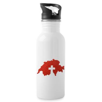 Schweiz Kreuz - Trinkflasche mit integriertem Trinkhalm - Weiß - Rechts