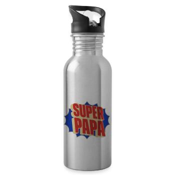 Super Dad - Water bottle with straw - silver - Right