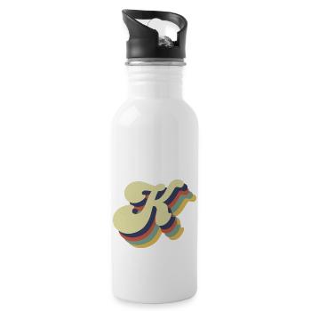 Retro-K-Buchstabe - Trinkflasche mit integriertem Trinkhalm - Weiß - Rechts