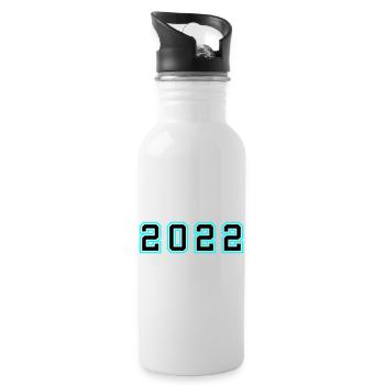 2022 Jahr Geburtstag - Trinkflasche mit integriertem Trinkhalm - Weiß - Rechts