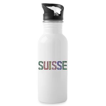 SCHWEIZ. HUMOR. LAND. FLAGGE. GENF. LAUSANNE - Trinkflasche mit integriertem Trinkhalm - Weiß - Rechts