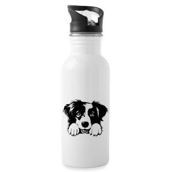 Süßer Australian Shepherd - Trinkflasche mit integriertem Trinkhalm - Weiß - Rechts