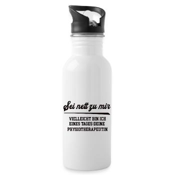 Physiotherapeutin Krankengymnastik Physiotherapie - Trinkflasche mit integriertem Trinkhalm - Weiß - Rechts