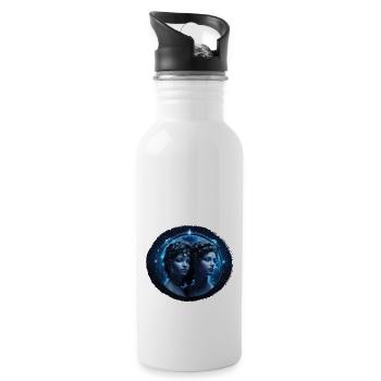 Sternzeichen Zwilling F - Trinkflasche mit integriertem Trinkhalm - Weiß - Rechts