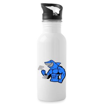 shark hai bodybuilding Hantel 1 - Trinkflasche mit integriertem Trinkhalm - Weiß - Rechts