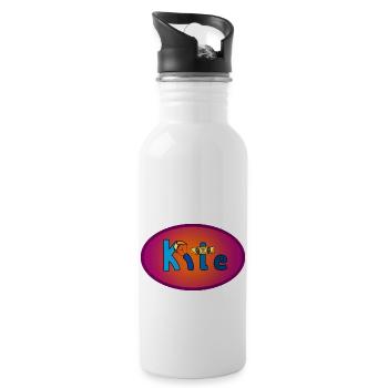 Kite Schriftzug Oval - Trinkflasche mit integriertem Trinkhalm - Weiß - Rechts