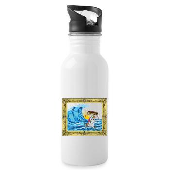 Message d’anniversaire de licorne dans une bouteille - Gourde avec paille intégrée - blanc - Droite