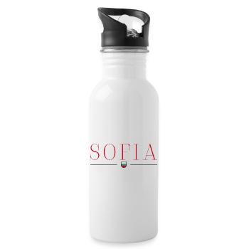 Sofia, Bulgarie Style Design T-Shirt - Gourde avec paille intégrée - blanc - Droite