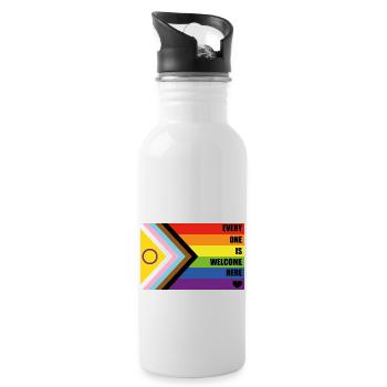 Inclusive Pride : tout le monde est le bienvenu ici - Gourde avec paille intégrée - blanc - Droite