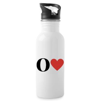 Letter o red heart - Water bottle with straw - white - Right
