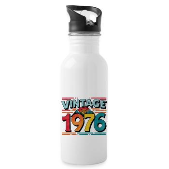 Vintage 1976 47 Year Old Birthday Gift Man Fe - Water bottle with straw - white - Right