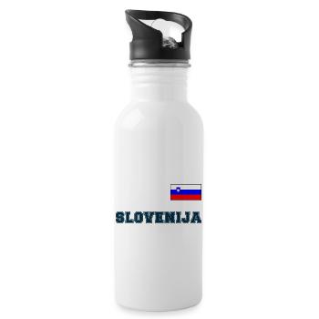 Slowenien Trikot Look – SLOVENIJA mit Fahne Flagge - Trinkflasche mit integriertem Trinkhalm - Weiß - Rechts