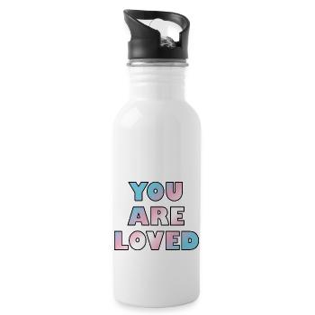 Trans youth are loved - Water bottle with straw - white - Right