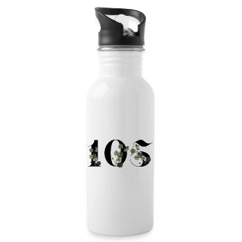 Numéro 105 floral vert - 105e anniversaire floral - Gourde avec paille intégrée - blanc - Droite