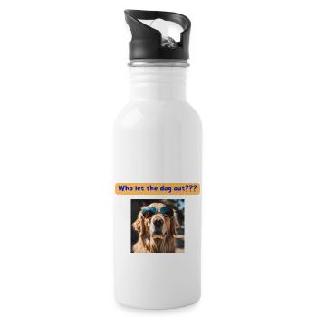 Labrador, Who let the dog out - Water bottle with straw - white - Right