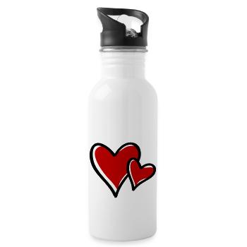 herzen heart 2 - Trinkflasche mit integriertem Trinkhalm - Weiß - Rechts