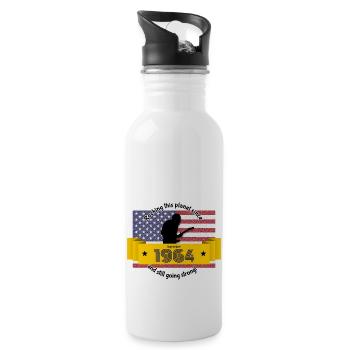 60th birthday Rocking this planet since 09/1964 - Water bottle with straw - white - Right