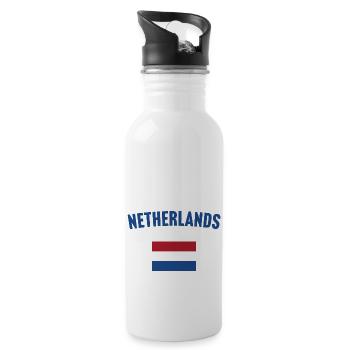 Netherlands Flag - Water bottle with straw - white - Right