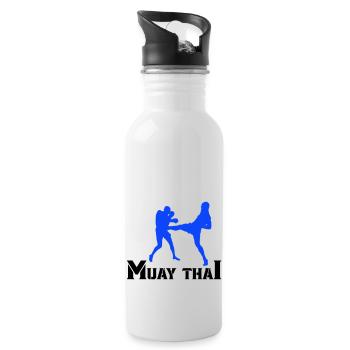 muay thai - Trinkflasche mit integriertem Trinkhalm - Weiß - Rechts