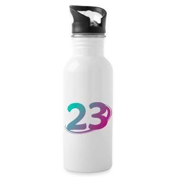Nummer 23 mehrfarbig - Trinkflasche mit integriertem Trinkhalm - Weiß - Rechts