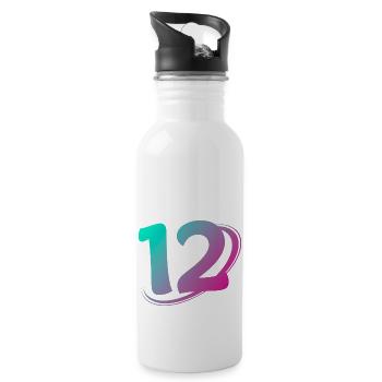 Nummer 12 mehrfarbig - Trinkflasche mit integriertem Trinkhalm - Weiß - Rechts