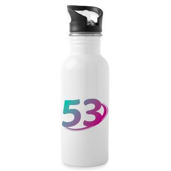 Nummer 53 mehrfarbig - Trinkflasche mit integriertem Trinkhalm - Weiß - Rechts