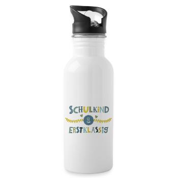 Schulkind Erstklassig - Trinkflasche mit integriertem Trinkhalm - Weiß - Rechts