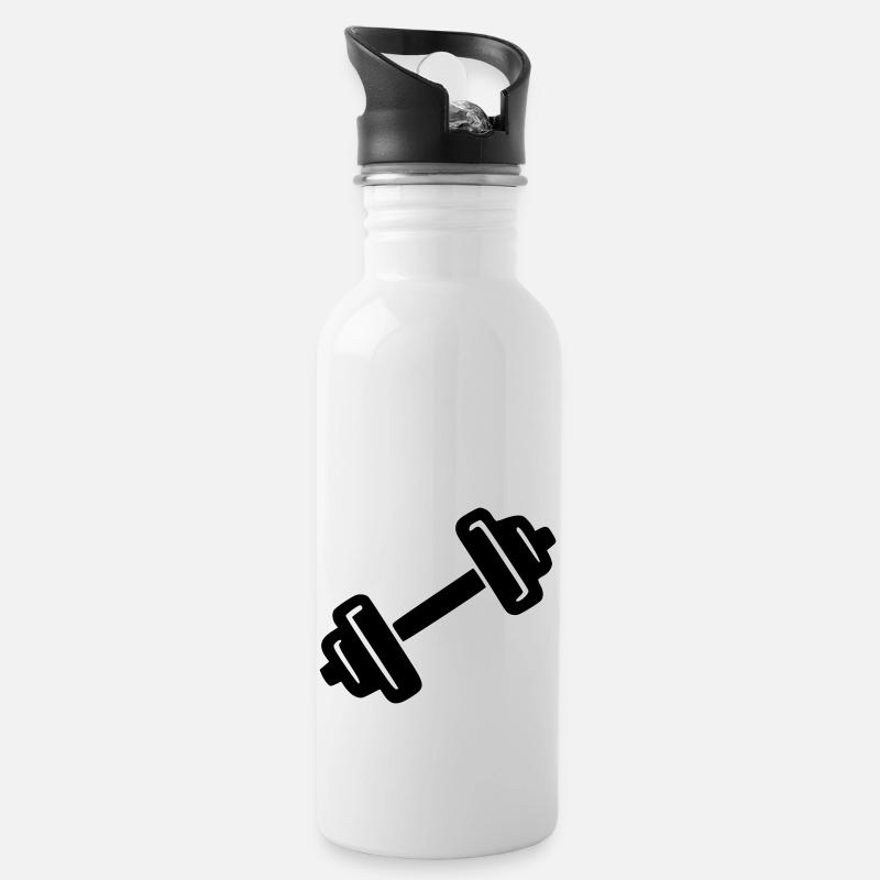 Hantel - Trinkflasche mit integriertem Trinkhalm - Weiß