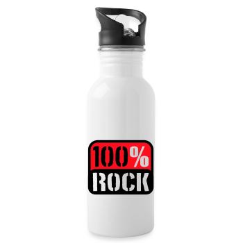 100 % Prozent Rock Heavy Metal Musik Text Logo Fun - Trinkflasche mit integriertem Trinkhalm - Weiß - Rechts