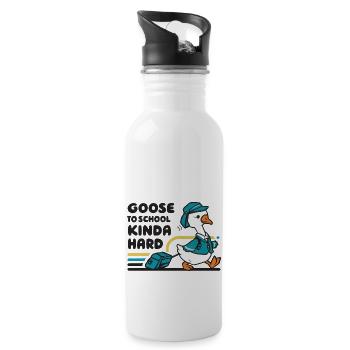 Goes To School Kinda Hard - Water bottle with straw - white - Right
