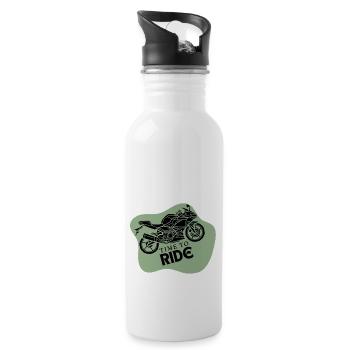 Motorrad - Time to Ride - Trinkflasche mit integriertem Trinkhalm - Weiß - Rechts