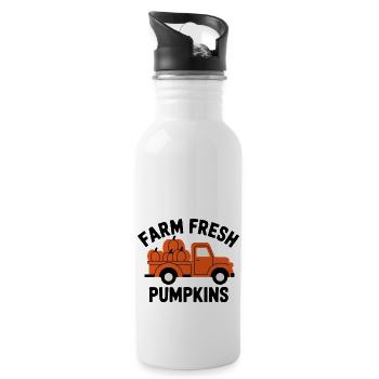 Farm Fresh Pumpkins - Kürbis Herbst Auto Vintage - Trinkflasche mit integriertem Trinkhalm - Weiß - Rechts