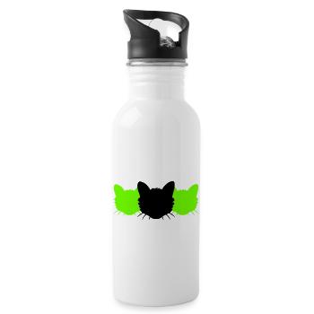 3 Cats Silhouettes Three Friends Team Heads Crew - Water bottle with straw - white - Right