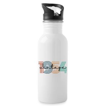 1954 Vintage Retro - Trinkflasche mit integriertem Trinkhalm - Weiß - Rechts