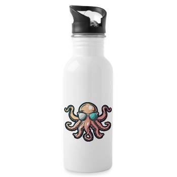 Oktopus Comic Cool - Trinkflasche mit integriertem Trinkhalm - Weiß - Rechts