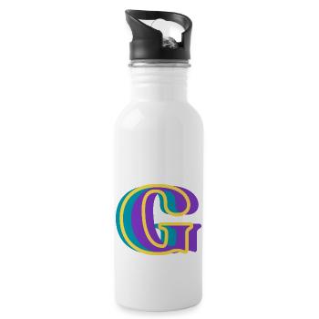 Mehrfarbiger Buchstabe g – originelle Geschenkidee - Trinkflasche mit integriertem Trinkhalm - Weiß - Rechts
