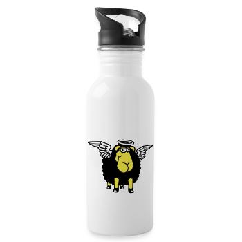 Sheep Angel Wings Heaven Halo Holy - Water bottle with straw - white - Right