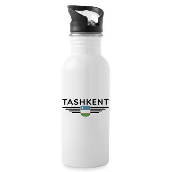 Taschkent T-Shirt – Usbekistans Herz - Trinkflasche mit integriertem Trinkhalm - Weiß - Rechts