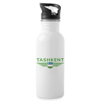 Taschkent T-Shirt – Usbekistans Herz - Trinkflasche mit integriertem Trinkhalm - Weiß - Rechts