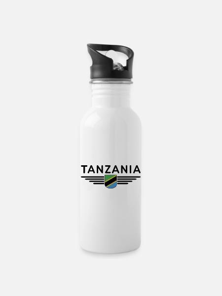 T-shirt T-shirt Tanzanie pour les vrais fans - Gourde avec paille intégrée - blanc