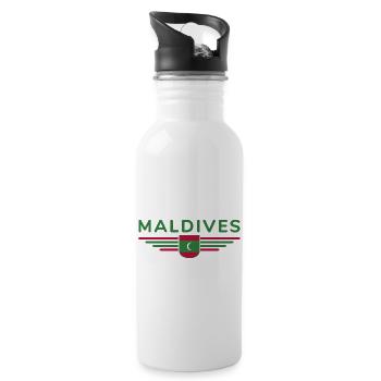 Malediven Fans: Exklusive Shirts - Trinkflasche mit integriertem Trinkhalm - Weiß - Rechts