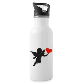Angel heart, black - Water bottle with straw - white - Right