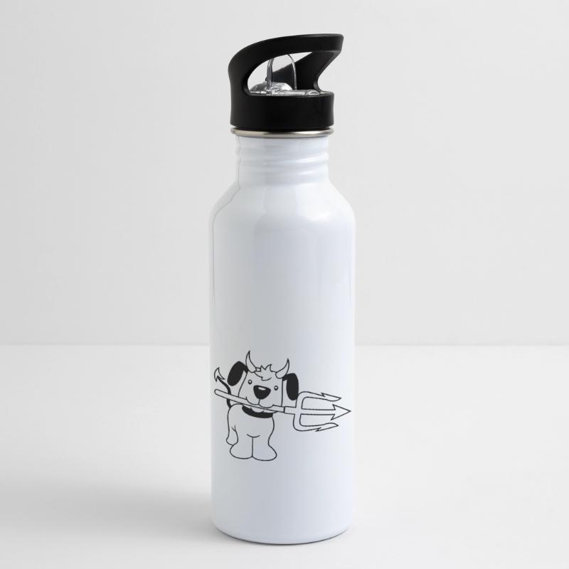 Dog Devil Satan Hell Evil Trident Horns Cool Water bottle with straw