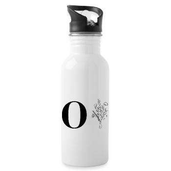 Minimalist Flowers - Water bottle with straw - white - Right