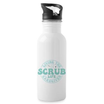 Living The Scrub Life Caregiver Carer Caregiving - Water bottle with straw - white - Right