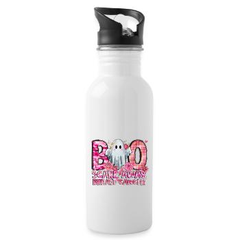 Boo Scare Away Breast Cancer - Water bottle with straw - white - Right