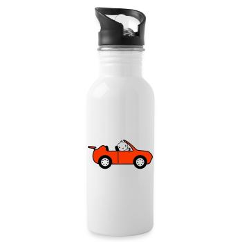 Duck Car Driver Sport Car Fast Driving Vehicle - Water bottle with straw - white - Right