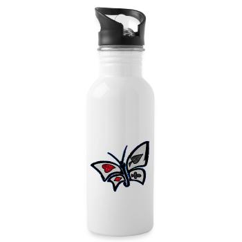Kosmischer Wunderland-Schmetterling - Trinkflasche mit integriertem Trinkhalm - Weiß - Rechts